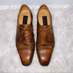 MERCANTI FIORENTINI LEATHER CAP TOE OXFORD SHOES